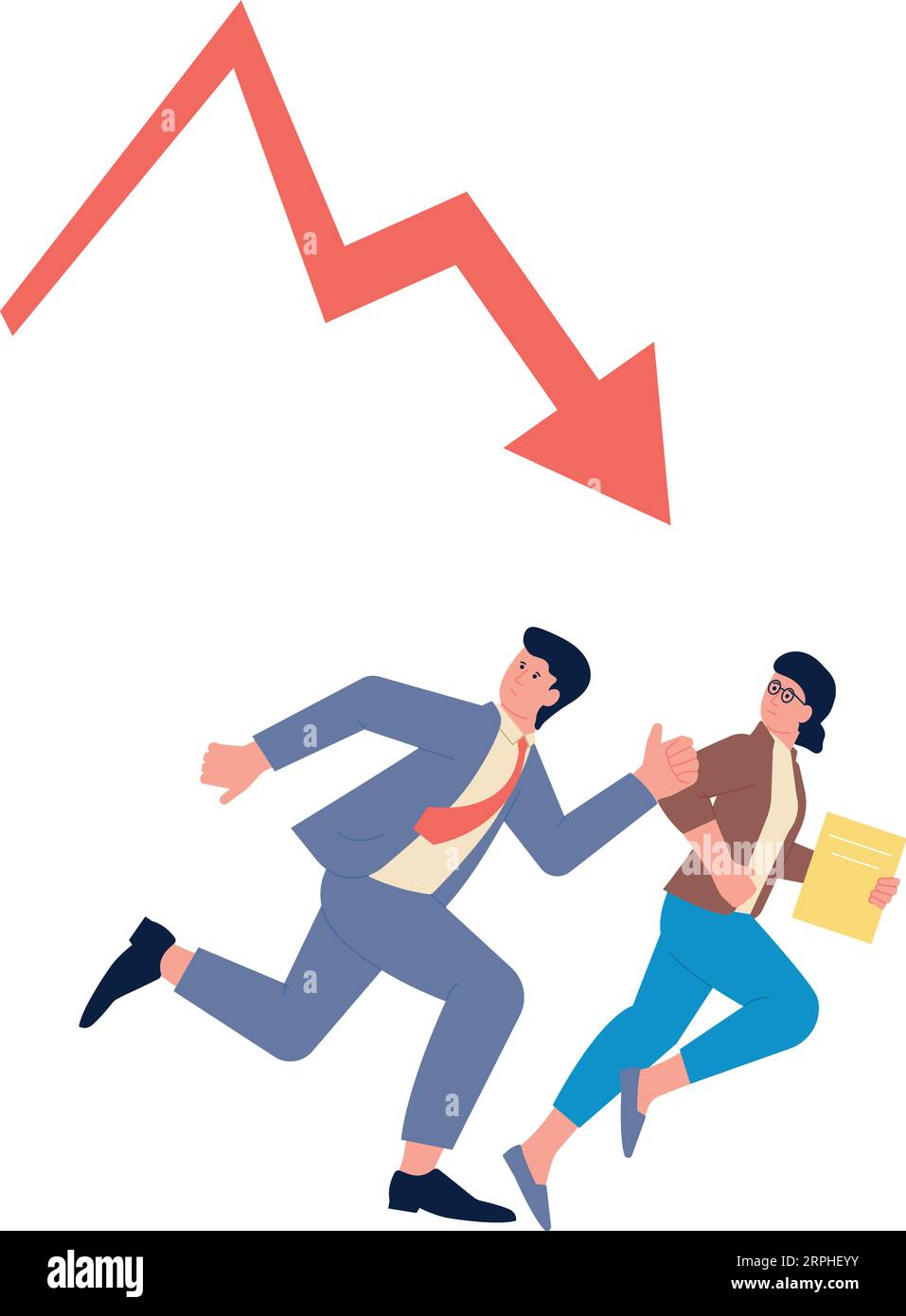 Run From Work Business team running from financial failure. Work stress Stock Vector ...