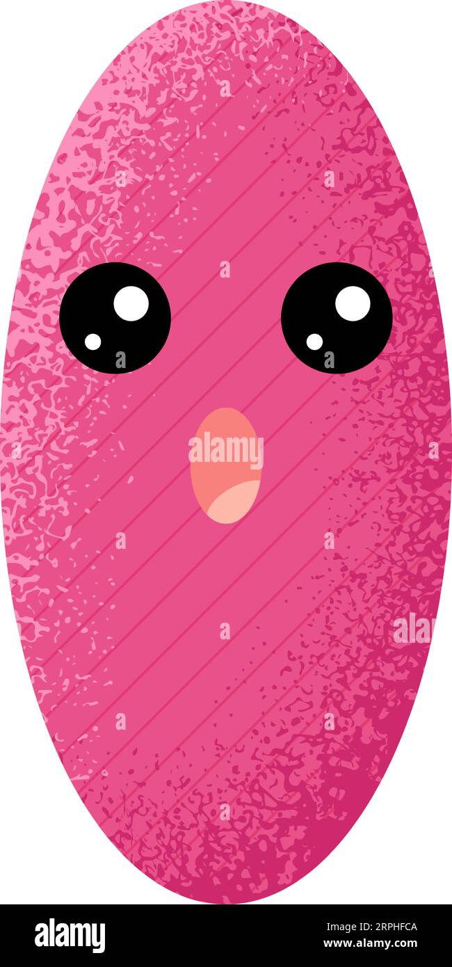 Oval shape with funny face expression. Textured color figure Stock