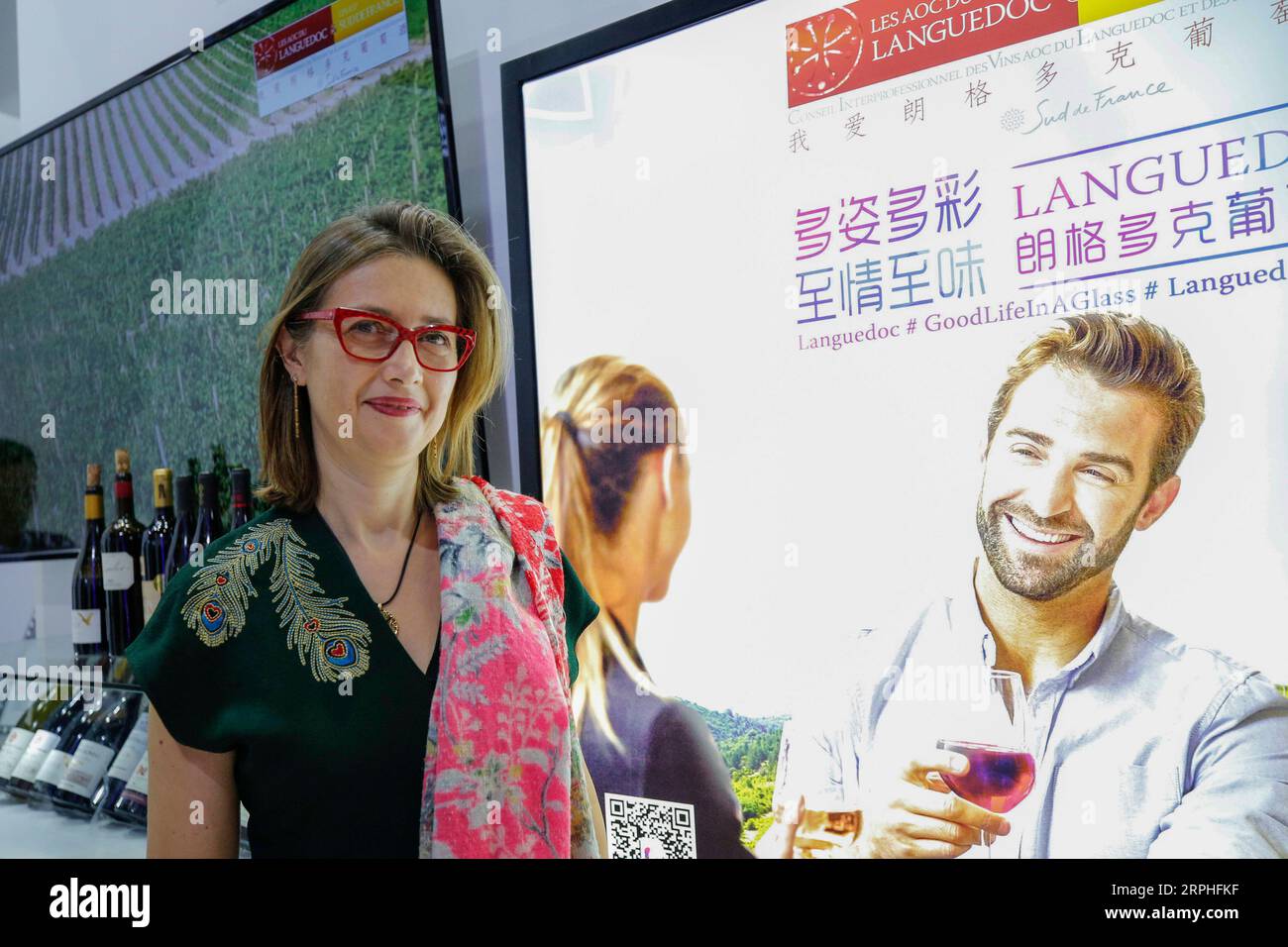 191107 -- SHANGHAI, Nov. 7, 2019 -- Sybille Dubois-Fontaine, directer-genaral of Comite France Chine, poses for a photo at the France pavilion during the second China International Import Expo CIIE in Shanghai, east China, Nov. 7, 2019.  PORTRAITSCHINA-SHANGHAI-CIIE CN ZhangxYuwei PUBLICATIONxNOTxINxCHN Stock Photo