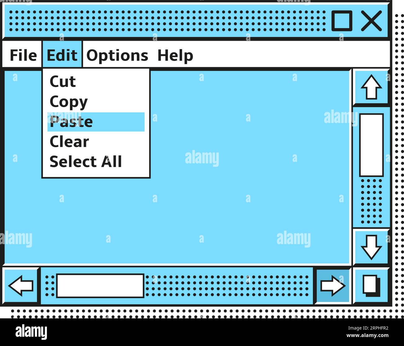 Retro os window. Old pc interface template Stock Vector