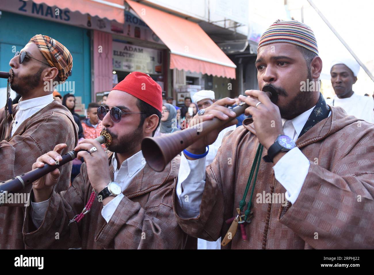 191109 -- SALE MOROCCO, Nov. 9, 2019 -- Performers celebrate the Islamic Prophet Muhammad s birthday in Sale, Morocco, on Nov. 9, 2019. Photo by /Xinhua MOROCCO-SALE-PROPHET MUHAMMAD-BIRTHDAY Chadi PUBLICATIONxNOTxINxCHN Stock Photo
