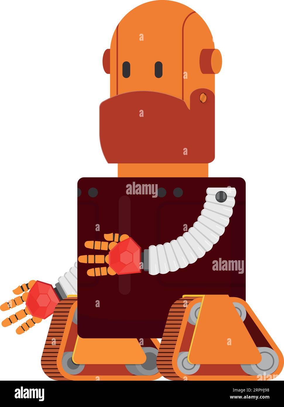 Funny robot in vintage style. Retro cartoon android Stock Vector