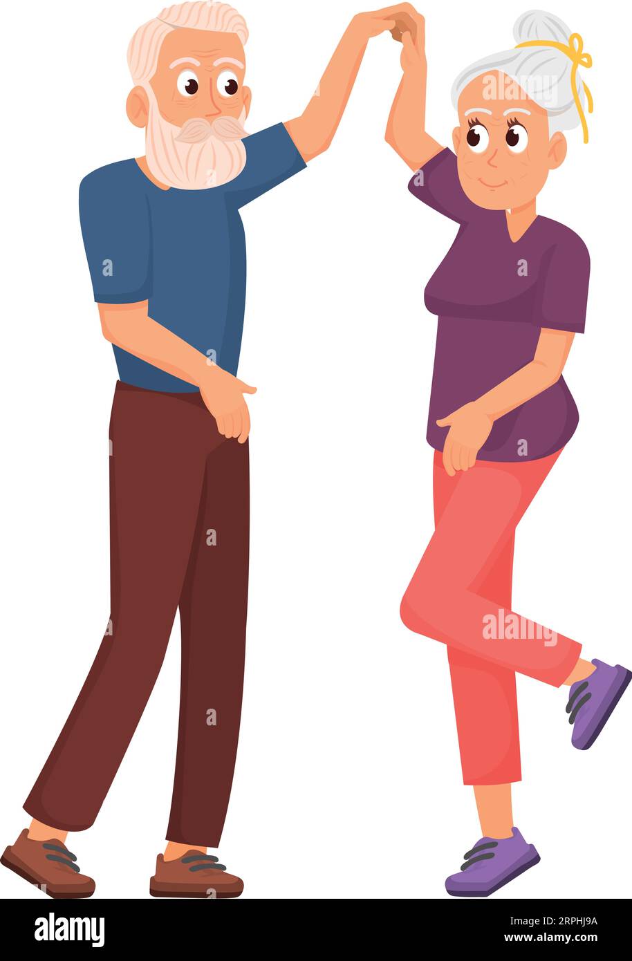 Dancing old man and woman. Active seniors characters Stock Vector