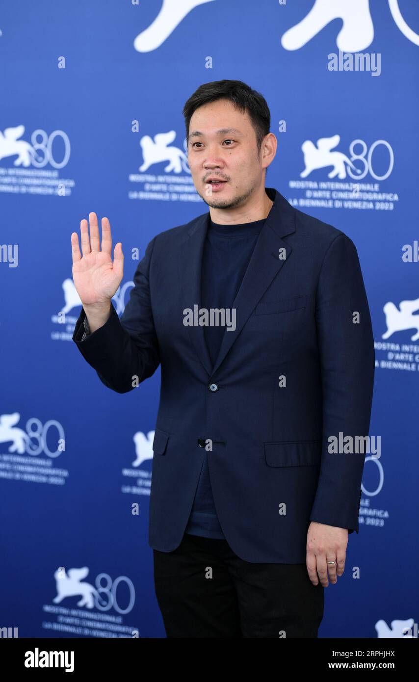 Venice, Italy. 4th Sep, 2023. Director Ryusuke Hamaguchi attends a photocall for the film 'Evil Does Not Exist' during the 80th Venice International Film Festival in Venice, Italy, on Sept. 4, 2023. Credit: Jin Mamengni/Xinhua/Alamy Live News Stock Photo