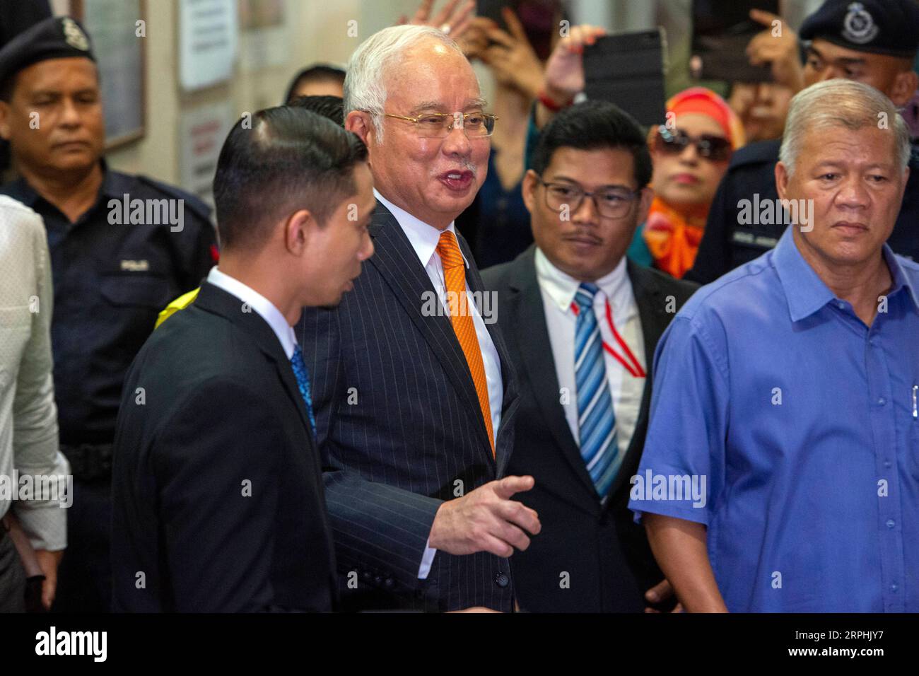 191111 -- KUALA LUMPUR, Nov. 11, 2019 Xinhua -- Former Malaysian Prime Minister Najib Razak C leaves the court in Kuala Lumpur, Malaysia, Nov. 11, 2019. Former Malaysian Prime Minister Najib Razak was ordered to enter defense on Monday for the corruption charges related to the state investment fund 1Malaysia Development Berhad 1MDB. Photo by Chong Voon Chung/Xinhua MALAYSIA-KUALA LUMPUR-NAJIB-CASE PUBLICATIONxNOTxINxCHN Stock Photo