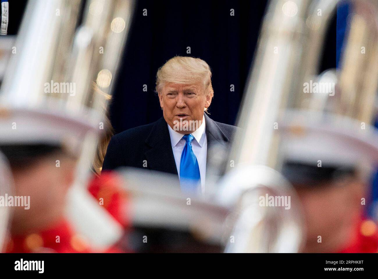 191111 -- NEW YORK, Nov. 11, 2019 -- U.S. President Donald Trump arrives for the opening ceremony of the Veterans Day Parade at the Madison Square Park in New York, the United States, on Nov. 11, 2019. U.S. President Donald Trump paid tribute to American veterans in New York on Monday, kicking off the city s 100th Veterans Day Parade.  U.S.-NEW YORK-DONALD TRUMP-VETERANS DAY WangxYing PUBLICATIONxNOTxINxCHN Stock Photo