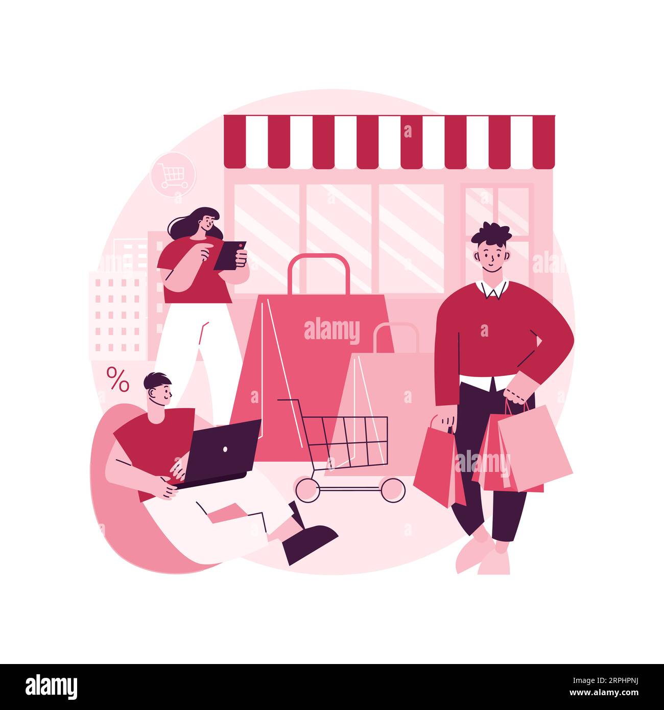 Consumer society abstract concept vector illustration. Consumption 