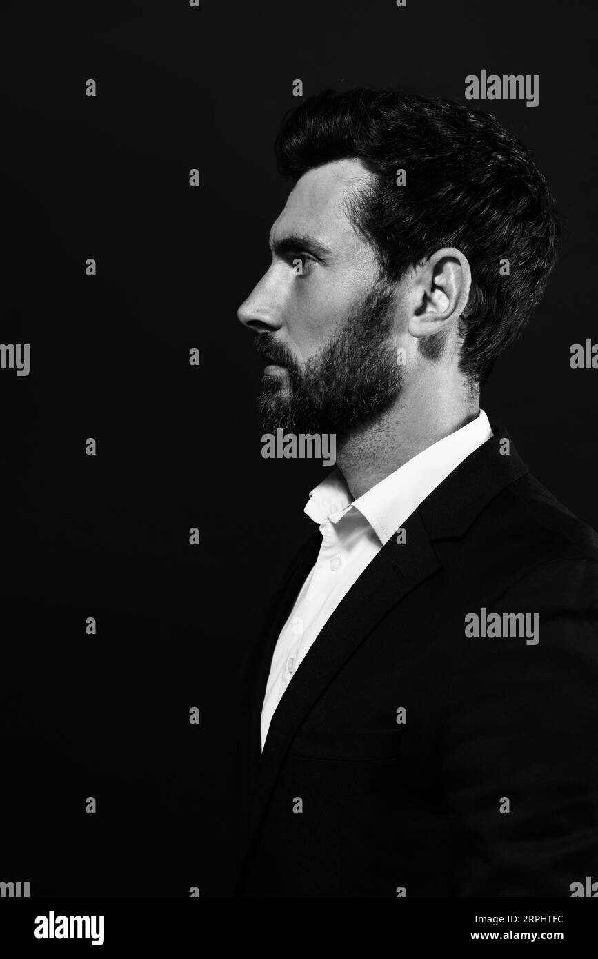 Elegant bearded mature guy Black and White Stock Photos & Images - Alamy