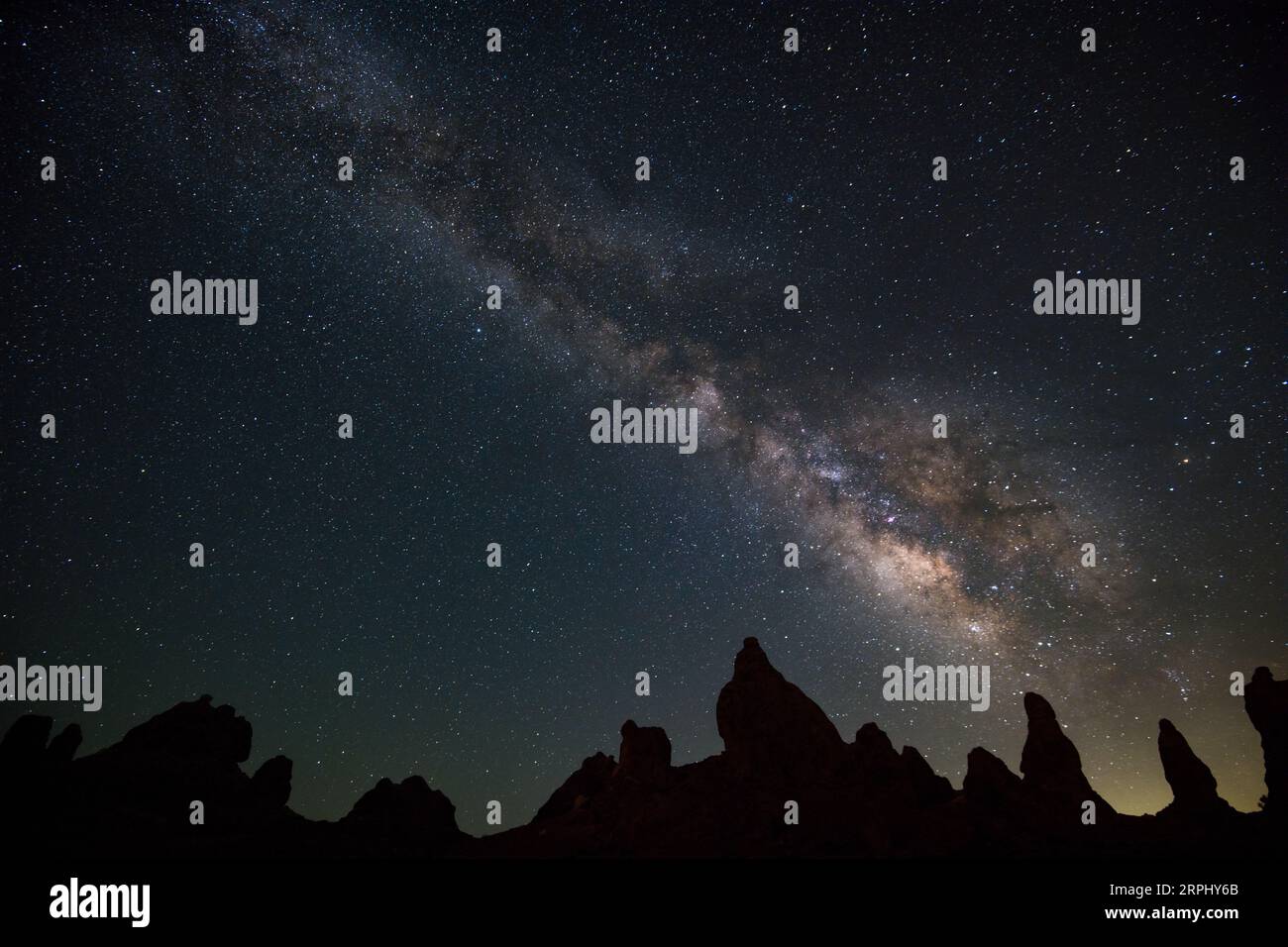 The Milky Way Galaxy over the Trona Pinnacles Stock Photo