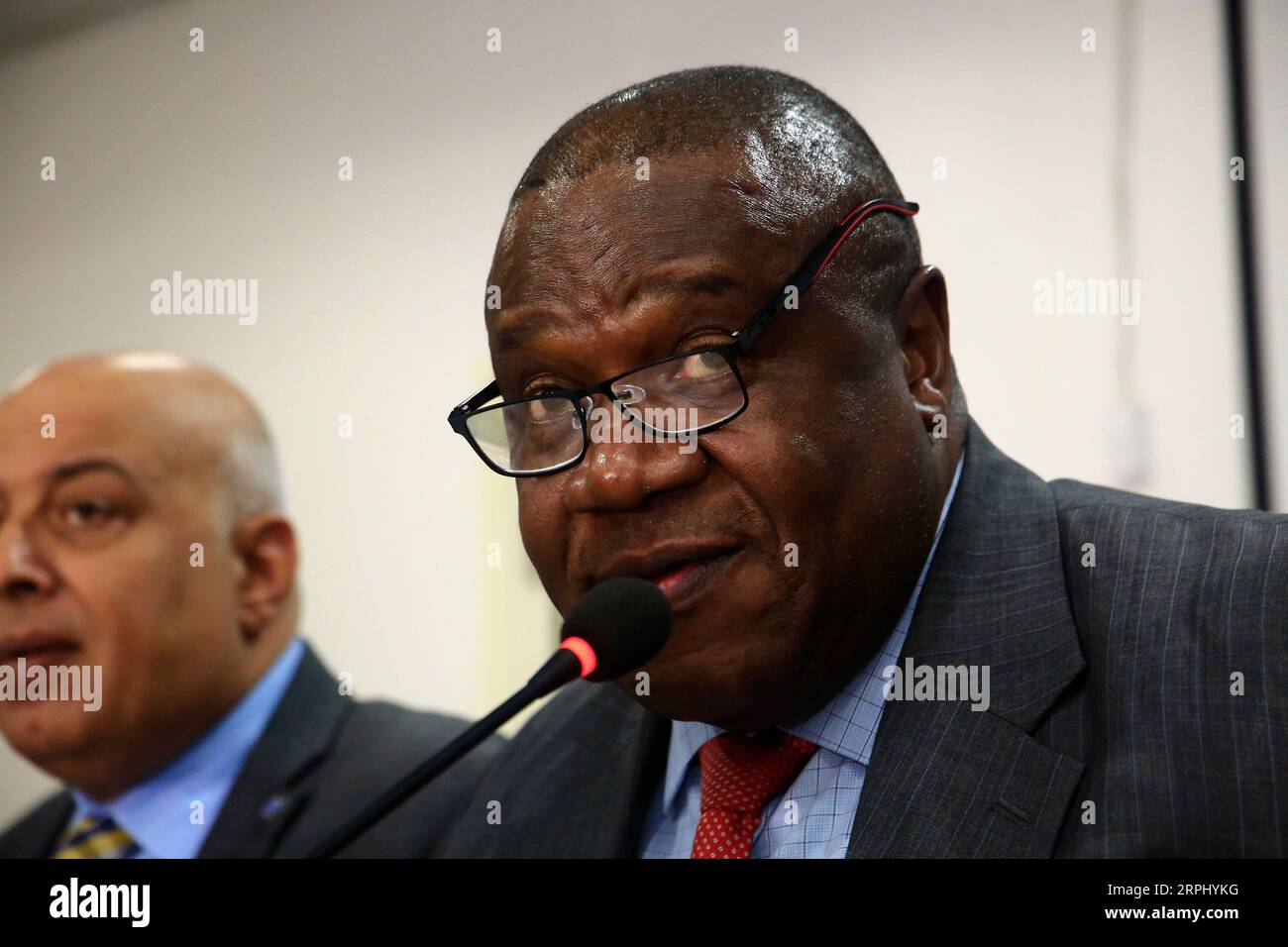 191120 -- KHARTOUM, Nov. 20, 2019 -- Joint Special Representative of the United Nations-African Union Mission in Darfur UNAMID Jeremiah Mamabolo speaks at a press conference in Khartoum, Sudan, Nov. 20, 2019. Mamabolo on Wednesday urged the Sudanese political forces, particularly the armed groups who have not yet joined the peace process, to come to negotiating table.  SUDAN-KHARTOUM-UNAMID-POLITICAL FORCES-NEGOTIATION MohamedxKhidir PUBLICATIONxNOTxINxCHN Stock Photo