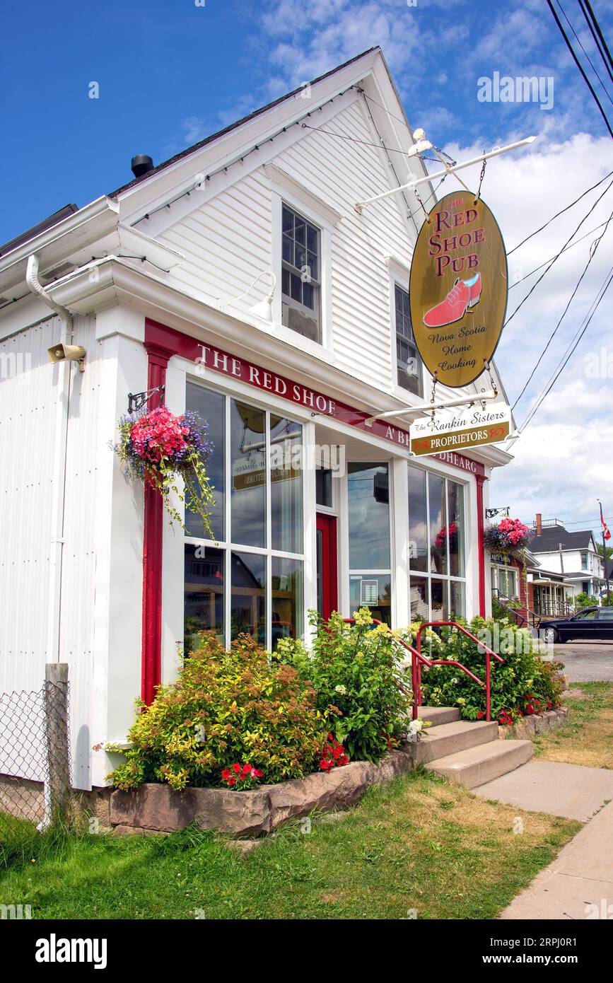 Mabou, Canada - July 30, 2014: The Red Shoe Pub is a pub/restaurant owned by members of the the Rankin Family Group.  It celebrates Celtic music and c Stock Photo