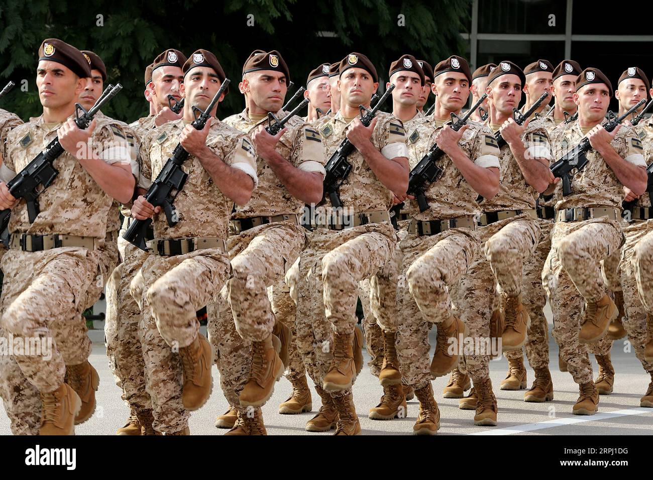 191122 -- YARZEH LEBANON, Nov. 22, 2019 Xinhua -- Soldiers take part in a military parade at the Defense Ministry in Yarzeh, southeast of Beirut, Lebanon, on Nov. 22, 2019. Lebanon s top officials celebrated on Friday the country s Independence Day at the Defense Ministry in Yarzeh, the National News Agency reported. Dalati & Nohra/Handout via Xinhua LEBANON-YARZEH-INDEPENDENCE DAY-PARADE PUBLICATIONxNOTxINxCHN Stock Photo