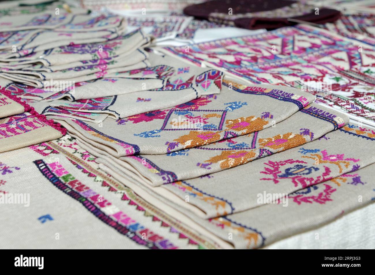 191125 -- KUWAIT CITY, Nov. 25, 2019 Xinhua -- Exhibits are seen at a Palestinian cultural exhibition in Kuwait City, Kuwait, Nov. 25, 2019. A Palestinian cultural exhibition organized by Kuwaiti National Council for Culture, Arts and Letters NCCAL was held here on Monday, showcasing Palestinian embroidery, ceramic, wooden artworks and popular folk food. The exhibition will last until Nov. 28. Photo by Ghazy Qaffaf/Xinhua KUWAIT-KUWAIT CITY-PALESTINE-CULTURAL EXHIBITION PUBLICATIONxNOTxINxCHN Stock Photo