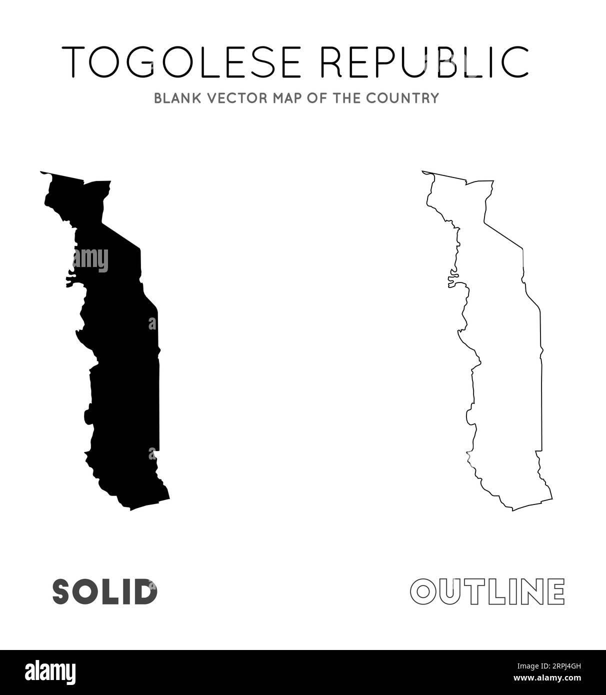 Togo map. Blank vector map of the Country. Borders of Togo for your