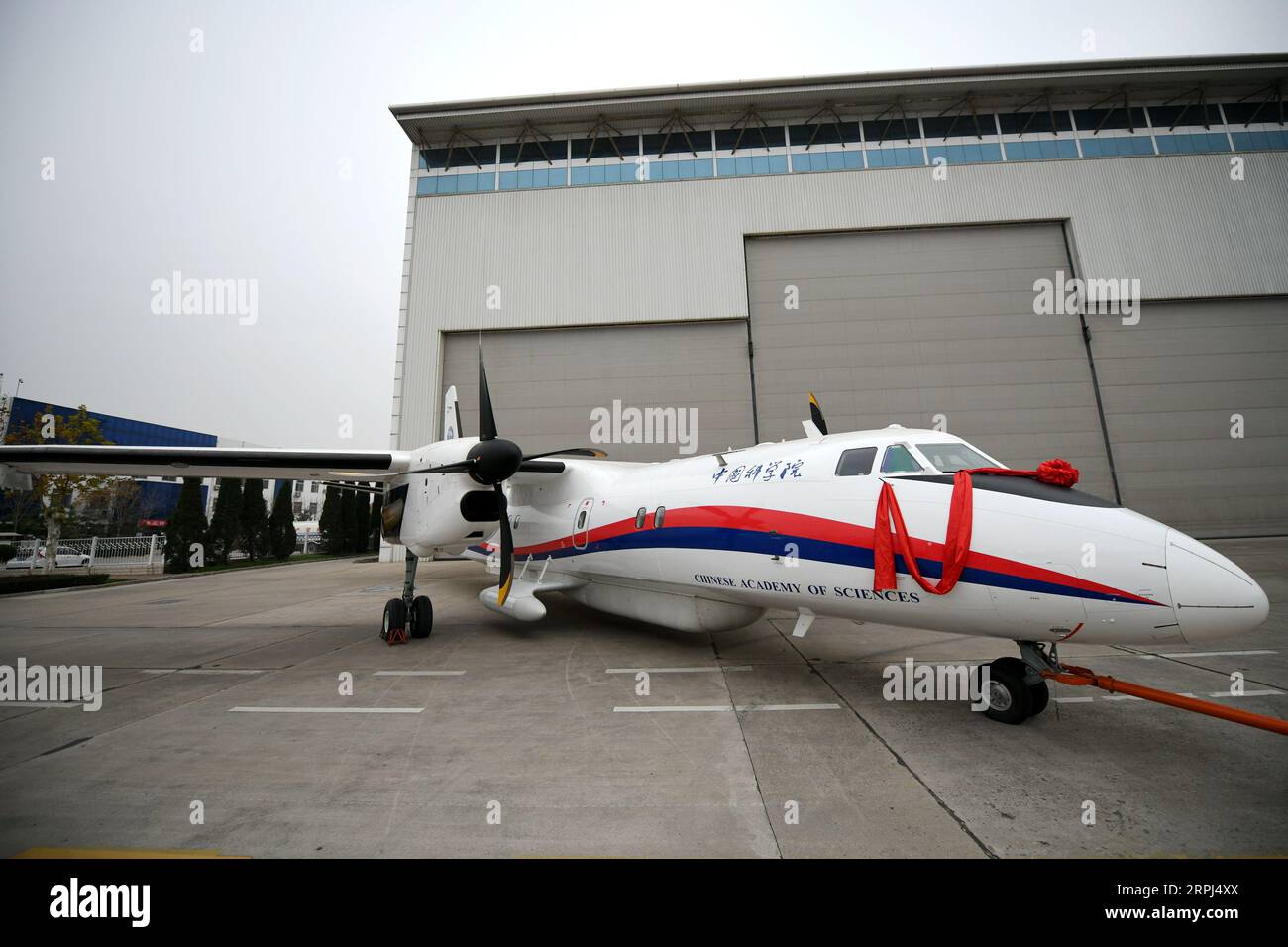 191127 -- XI AN, Nov. 27, 2019 -- Photo taken on Nov. 27, 2019 shows a Xinzhou-60 aircraft for remote sensing in Xi an, northwest China s Shaanxi Province. China s aircraft maker Xi an Aircraft Industry Co. XAC has delivered two high-performance Xinzhou-60 aircraft for remote sensing to the Chinese Academy of Sciences CAS for aerial observation missions. Ding Yaxiu, chief designer of the aircraft, said the aerial observation aircraft is adapted from the Xinzhou-60 aircraft developed by the company to better address the demand of carrying different functional equipment for diversified observati Stock Photo