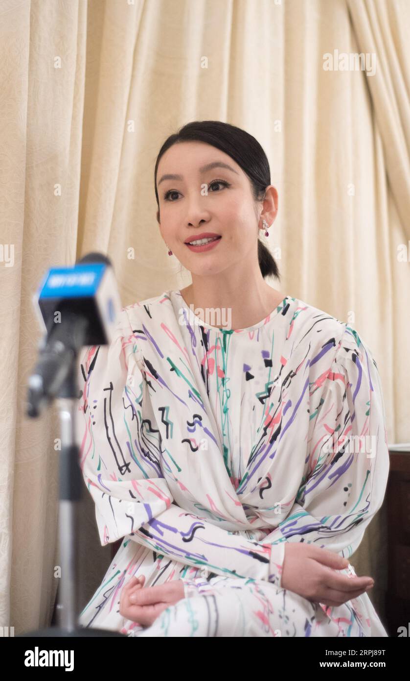 191130 -- CAIRO, Nov. 30, 2019 -- Chinese actress Qin Hailu speaks during an interview in Cairo, Egypt, on Nov. 29, 2019. At the just-concluded Cairo International Film Festival CIFF, Chinese films have won love and praise from the jury and audiences, said Chinese actress Qin Hailu, a member of the international jury.  EGYPT-CAIRO-CHINESE ACTRESS-QIN HAILU-CIFF-INTERVIEW WuxHuiwo PUBLICATIONxNOTxINxCHN Stock Photo