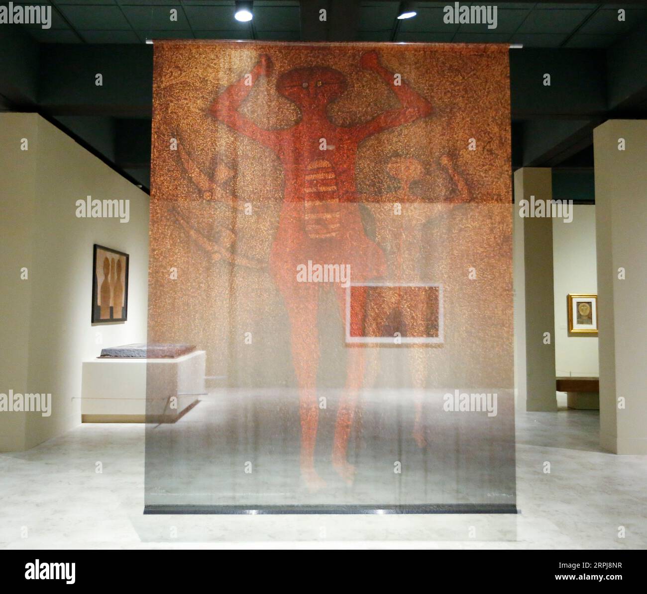 191201 -- SANTA ANA, Dec. 1, 2019 -- Photo taken on Nov. 30, 2019 shows a view of the exhibiton named Dimensions of Form: Tamayo and Mixografia in Santa Ana, the United States. The exhibition addresses Mexican master Rufino Tamayo. The Mixografia printmaking technique is a unique fine art printing process that allows for the production of three-dimensional prints with elements of relief, texture and very fine surface detail.  U.S.-SANTA ANA-EXHIBITION LixYing PUBLICATIONxNOTxINxCHN Stock Photo