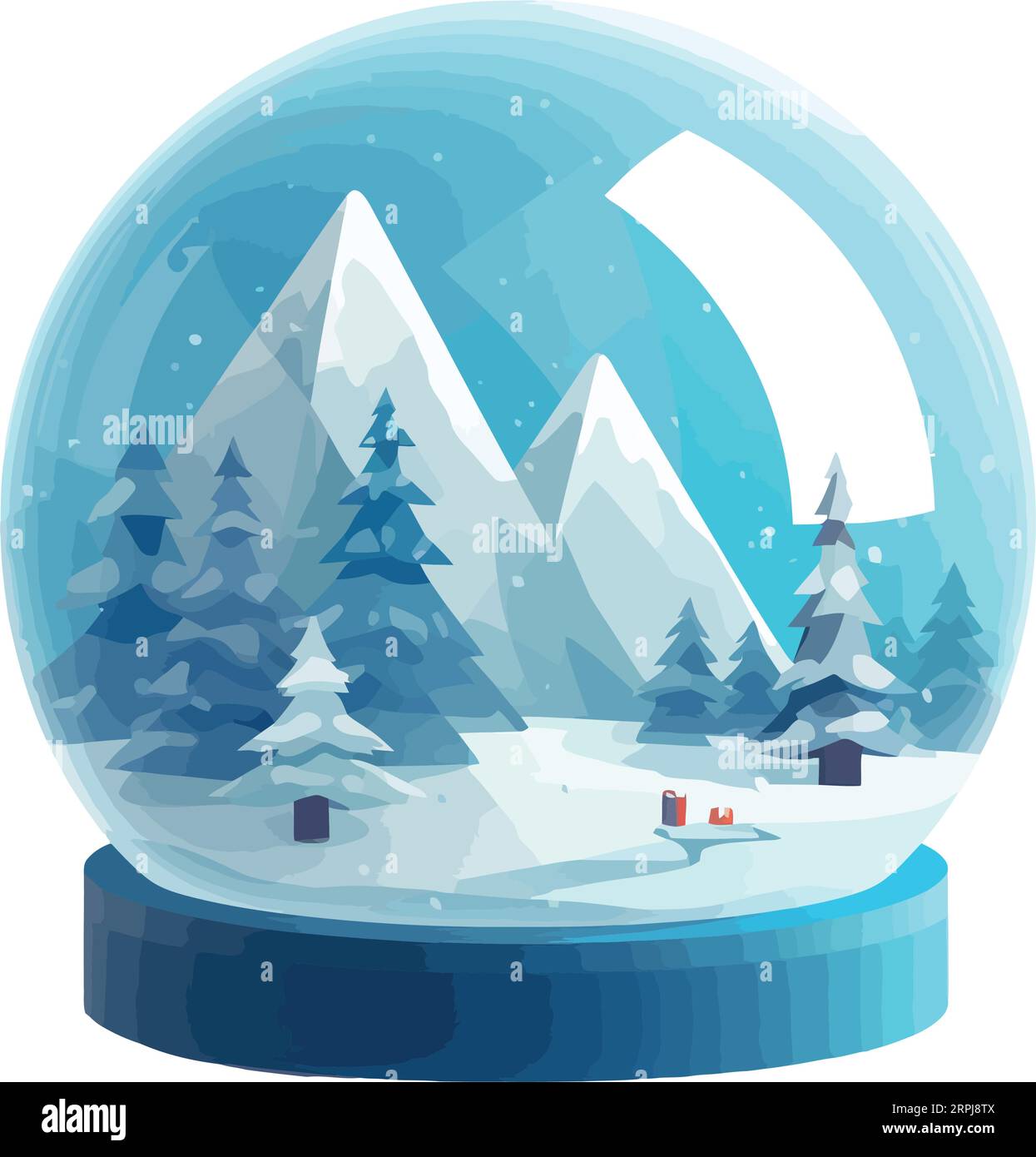 Winter forest on a snowball over white Stock Vector