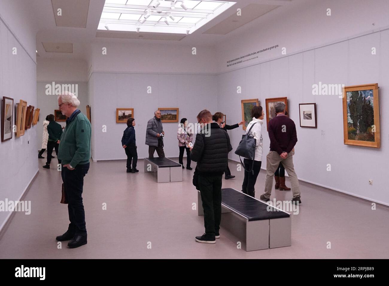 191204 -- OTTERLO, Dec. 4, 2019 -- Visitors view paintings of Vincent van Gogh at the Kroller-Muller Museum in Otterlo, the Netherlands, Dec. 3, 2019. The Kroller-Muller Museum, famous for its large collection of Van Gogh paintings, is located in the Hoge Veluwe National Park in Otterlo in the Netherlands.  THE NETHERLANDS-OTTERLO-KROLLER MULLER MUSEUM-VAN GOGH COLLECTION LinxLiping PUBLICATIONxNOTxINxCHN Stock Photo