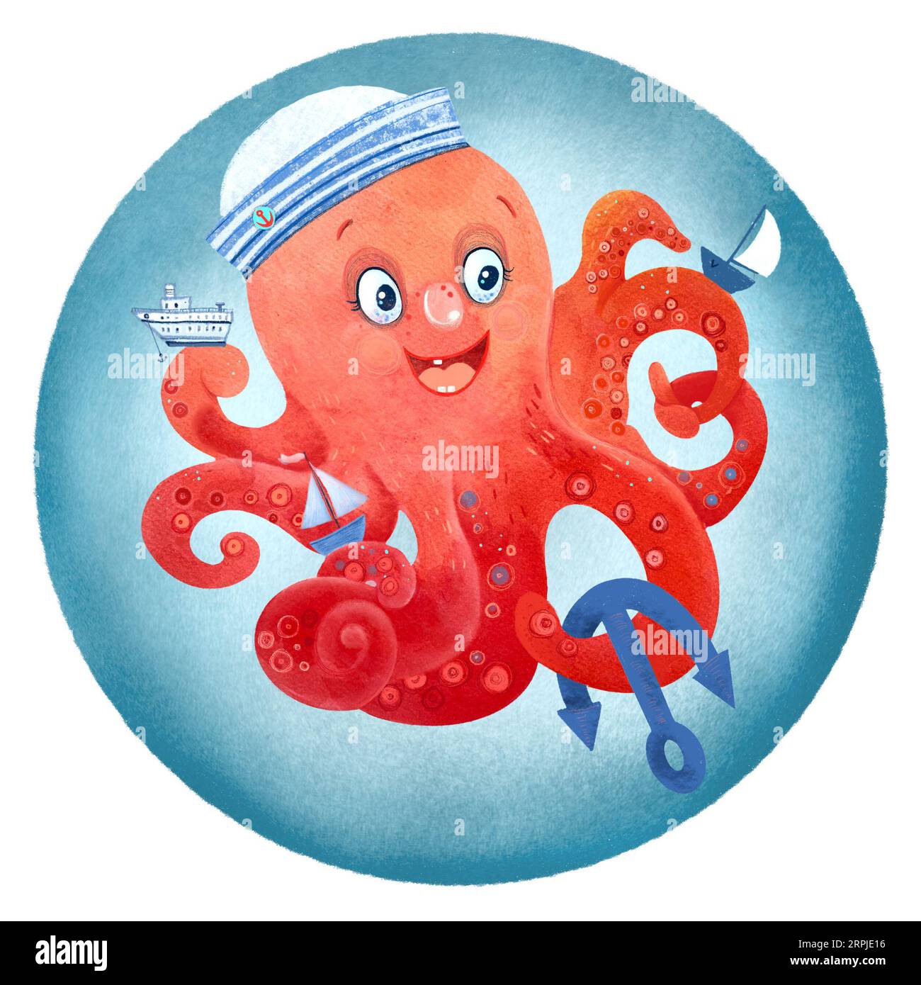 Boy octopus illustration isolated on white background Stock Photo