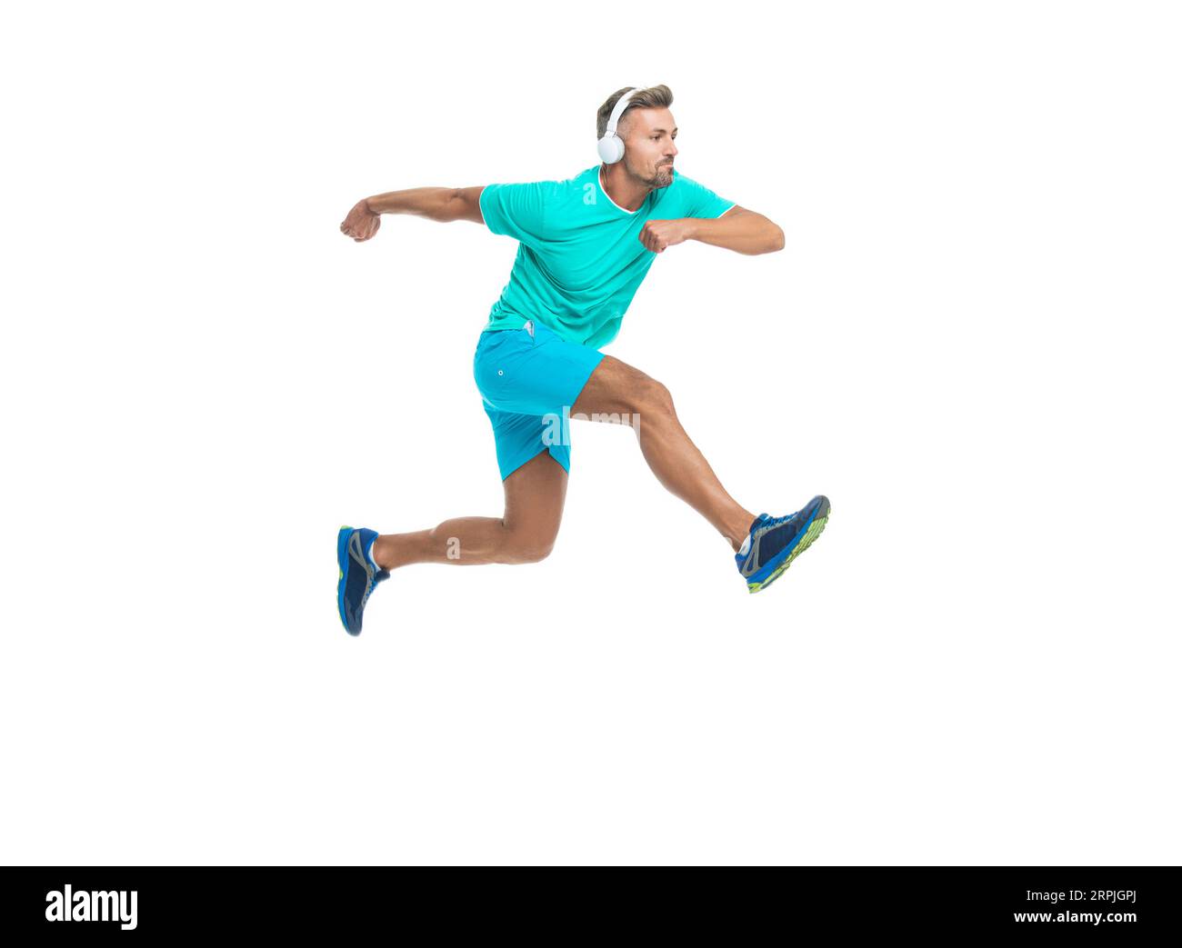 energetic athletic man sport runner sportsman running and joggig in  sportswear has stamina isolated on white background Stock Photo - Alamy