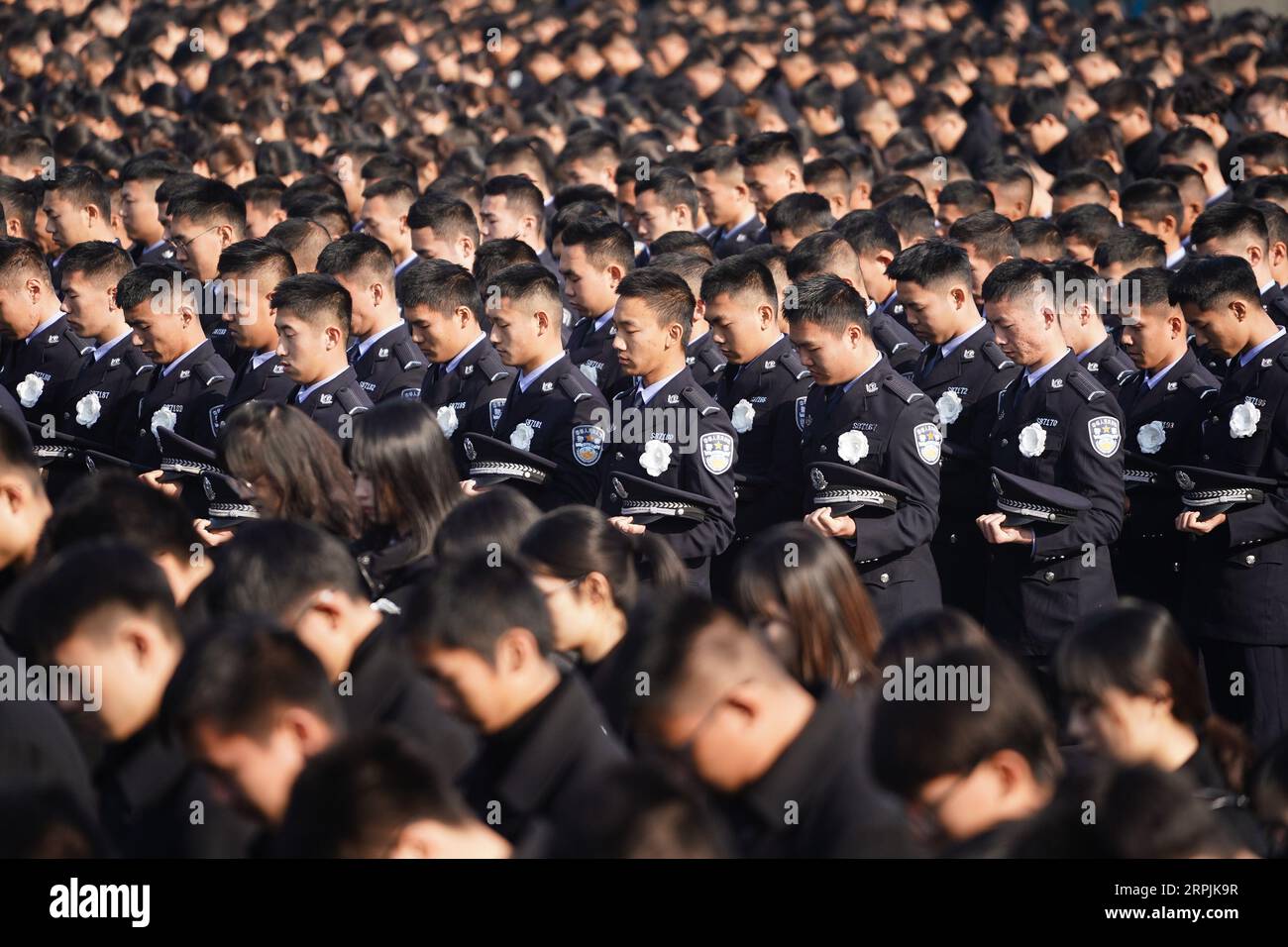 191213 -- NANJING, Dec. 13, 2019 -- People mourn at a national memorial ceremony to commemorate the victims of the Nanjing Massacre at the memorial hall for the massacre victims in Nanjing, east China s Jiangsu Province, Dec. 13, 2019.  Xinhua Headlines: China holds national memorial ceremony for Nanjing Massacre victims JixChunpeng PUBLICATIONxNOTxINxCHN Stock Photo