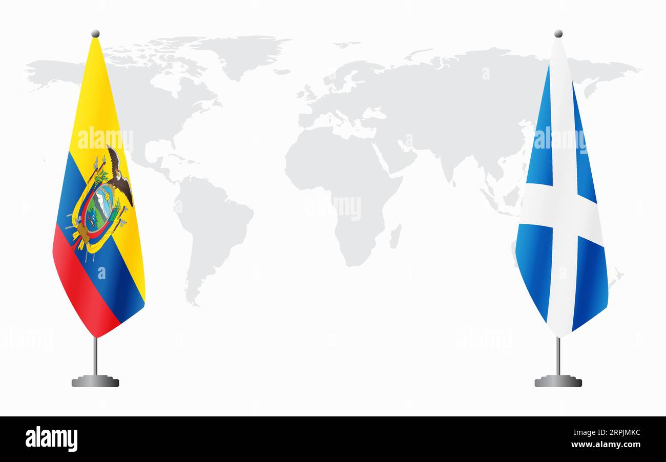 Scotland ecuador flag Stock Vector - Ecuador And Scotland Flags For Official Meeting Against Background Of World Map 2RPJMKC 