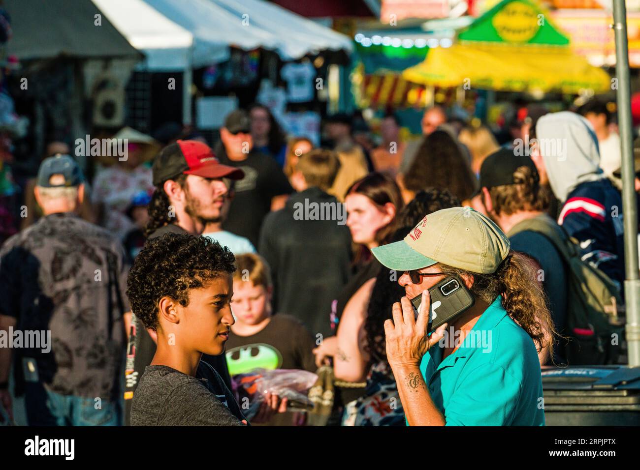 Crowds on the Midway Woodstock Fair Woodstock, Connecticut, USA Stock