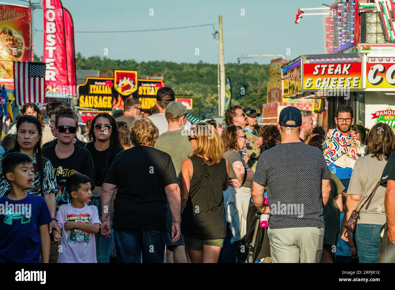 Crowds on the Midway Woodstock Fair Woodstock, Connecticut, USA Stock