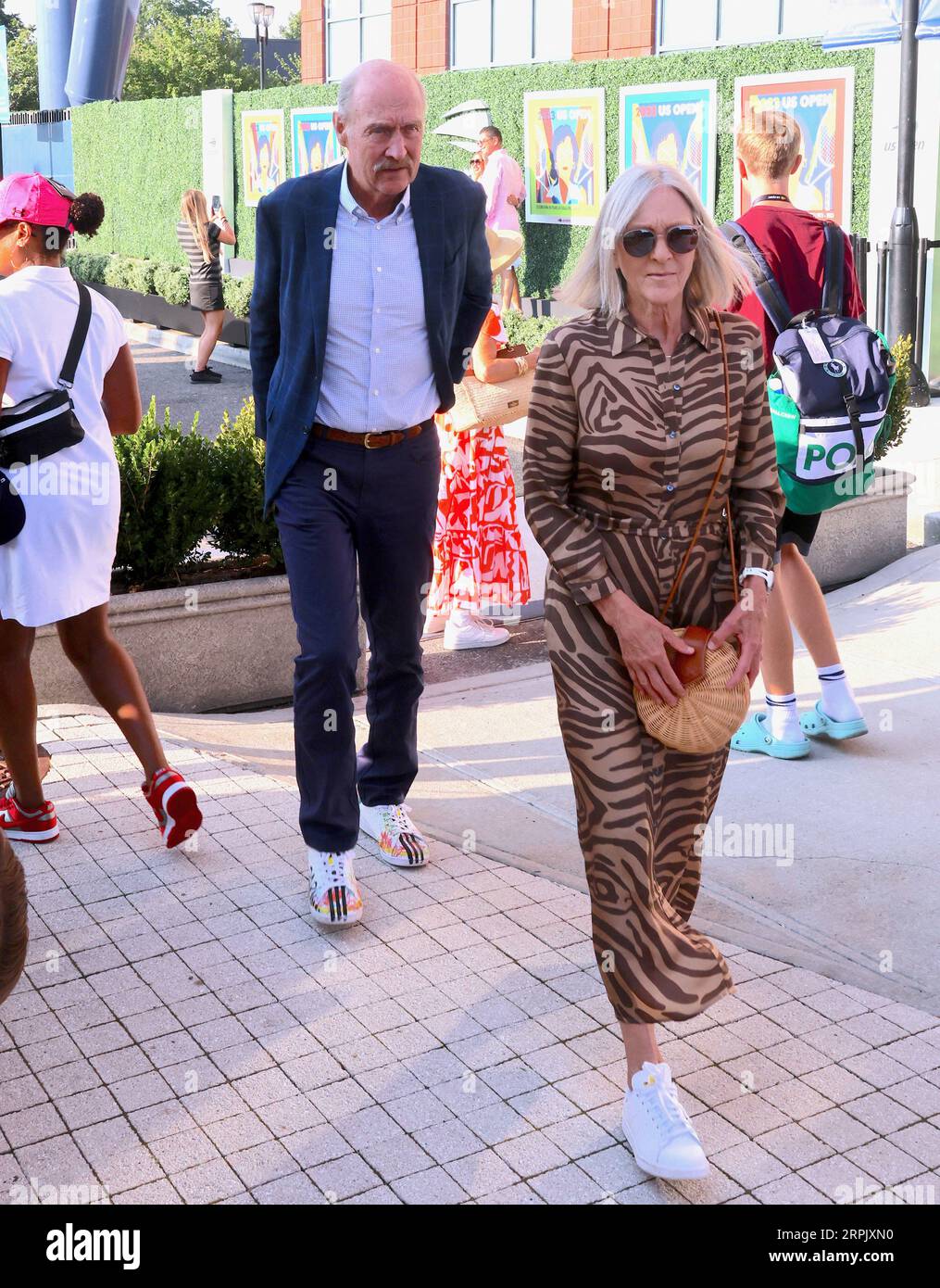 New York City, United States. 04th Sep, 2023. Former tennis player Stan  Smith with his wife Marjory Gengler arrive at The US Open on day 7 of the  tournament in New York