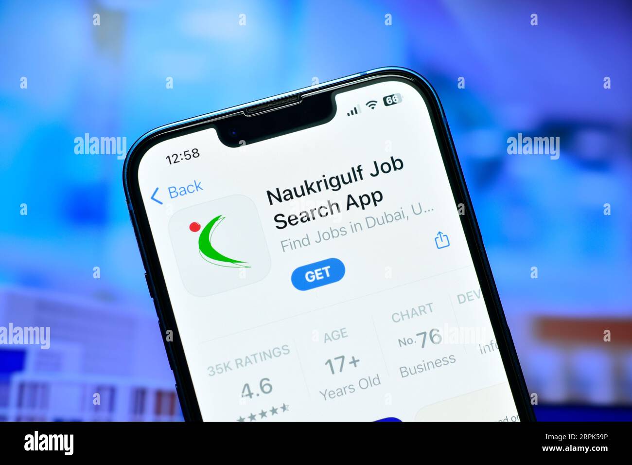 New Delhi, India 4 September 2023:- Naukrigulf app for job search in Arab countries Stock Photo