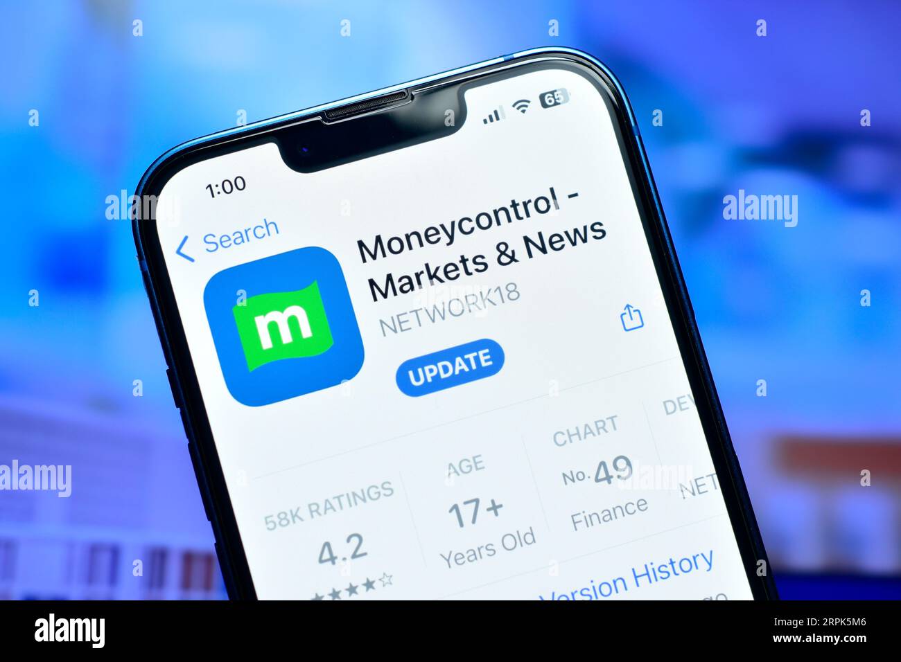 New Delhi, India 4 September 2023 Moneycontrol app on iphone 13