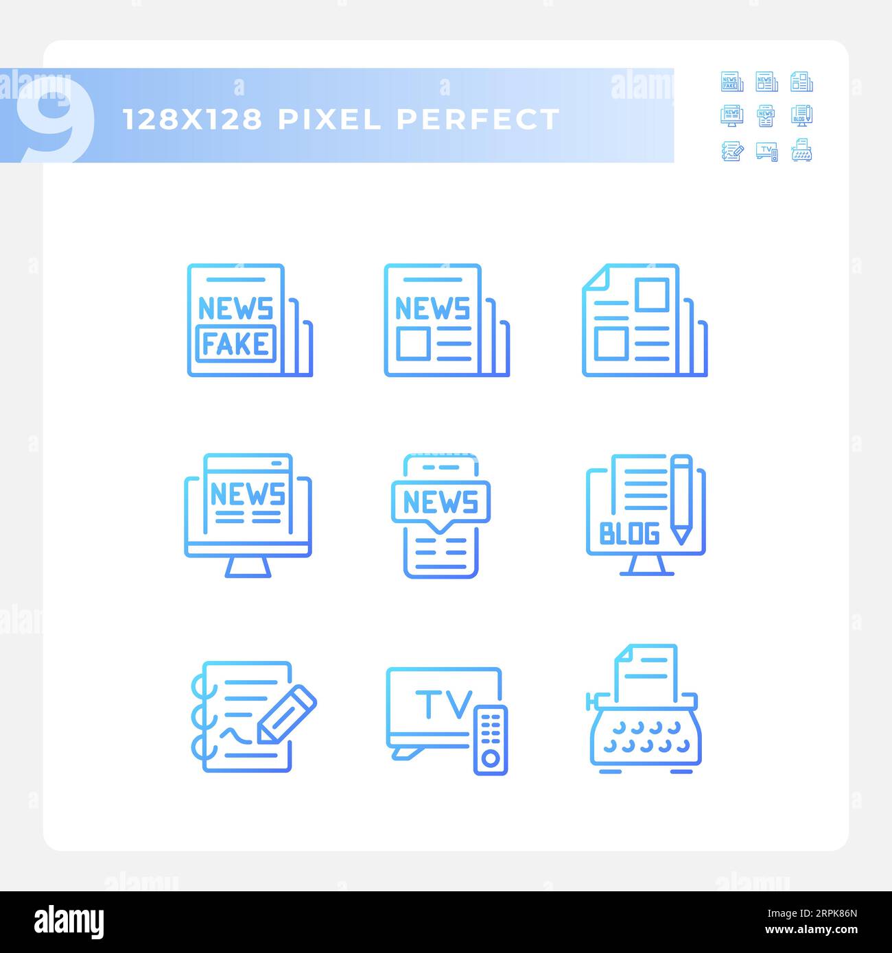 Set of pixel perfect gradient journalism icons Stock Vector Image & Art ...