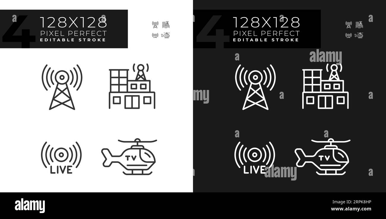 Editable pixel perfect journalism linear icons set Stock Vector