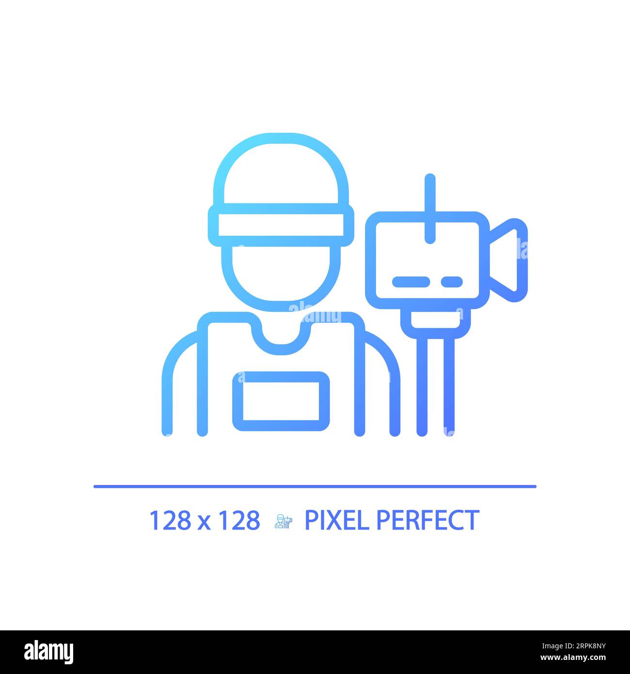 2D thin linear gradient cameraman icon Stock Vector