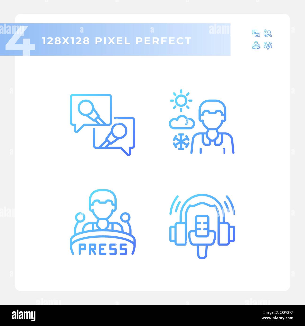 Pixel perfect gradient journalism line icons set Stock Vector Image ...