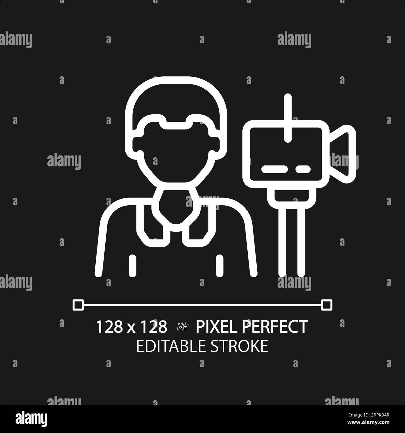 2D customizable thin linear white cameraman icon Stock Vector Image ...
