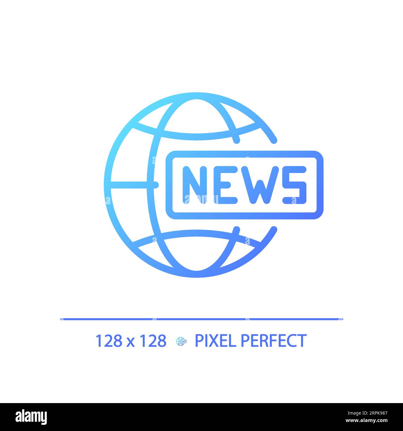 2D thin linear gradient global news icon Stock Vector