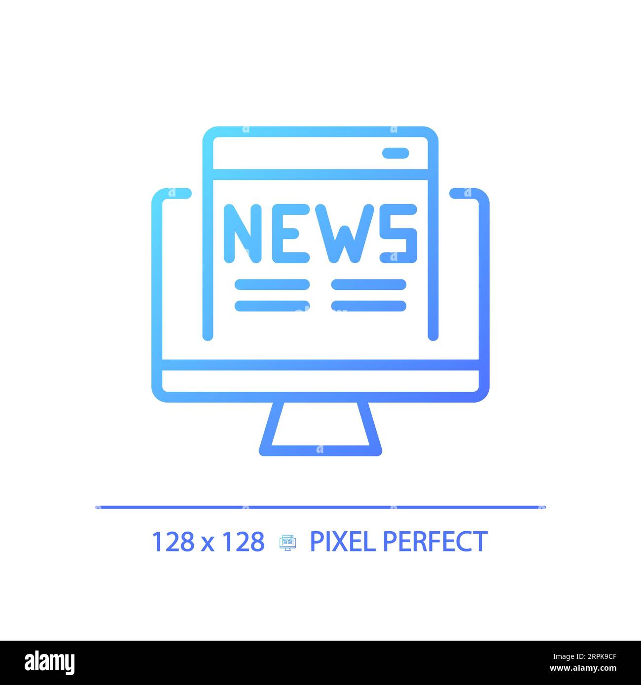 2D thin linear gradient online news icon Stock Vector