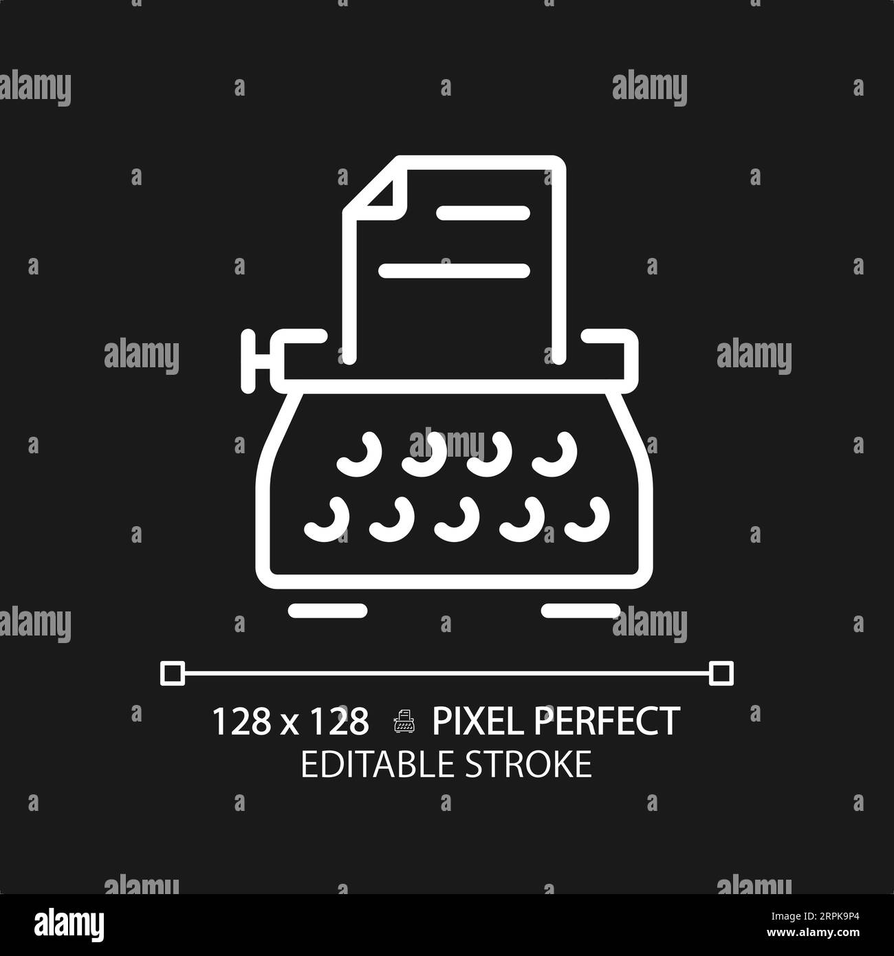2D customizable thin linear white typewriter icon Stock Vector Image ...