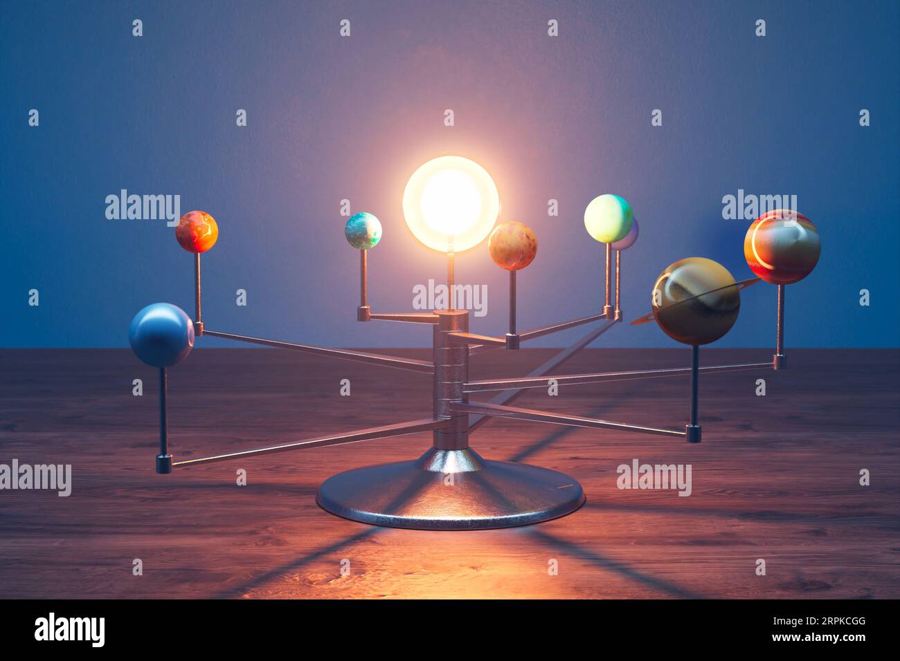 Toy Solar system model planets on the spinning arms rotating around the Sun  Stock Photo - Alamy