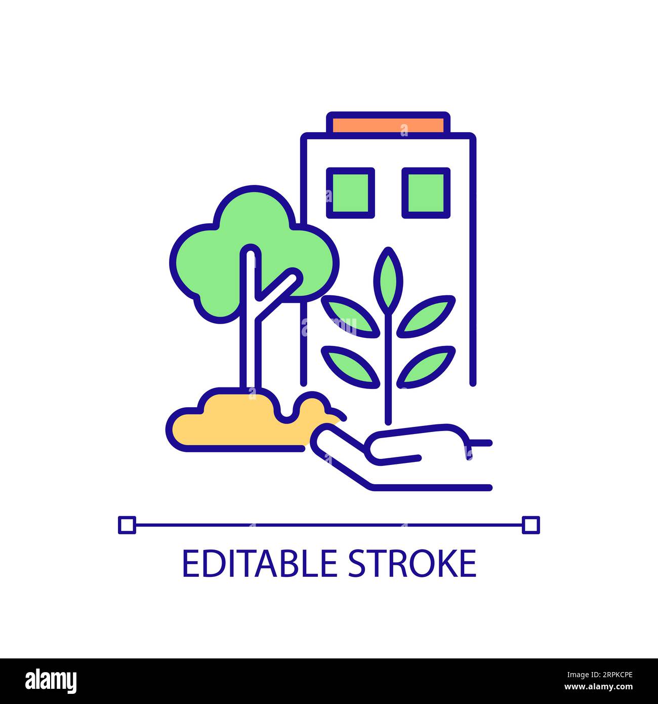 2D thin line colorful biophilic design icon Stock Vector