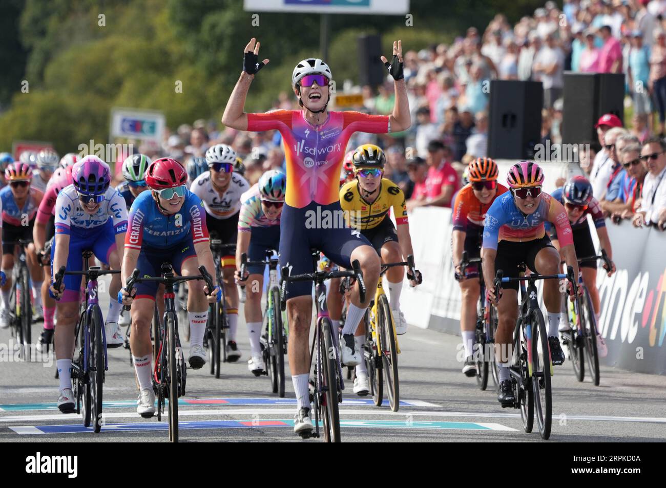 BREDEWOLD Mischa of Team SD Worx during the Classic Lorient Agglomration - Trophe Ceratizit, UCI Women's World Tour cycling race on September 2, 2023 in Plouay, France - Photo Laurent Lairys / DPPI Stock Photo