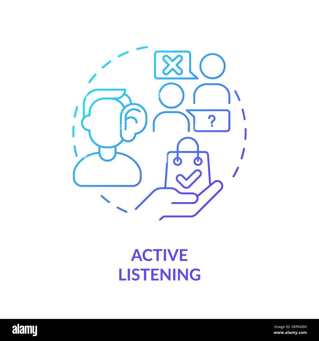 Active listening blue gradient concept icon Stock Vector