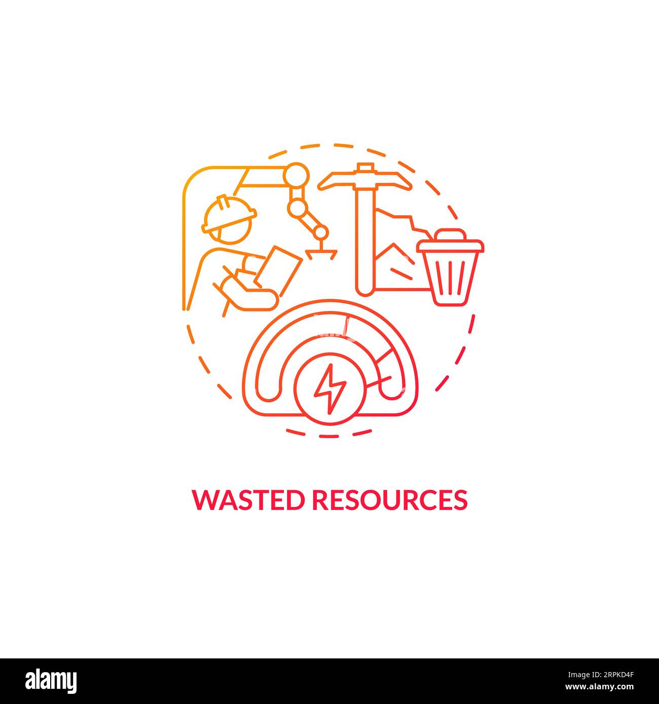 2D gradient wasted resources line icon concept Stock Vector