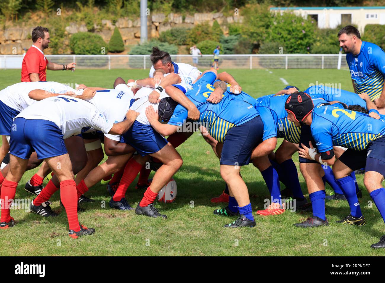 Sarlat, France. September 4, 2023. Parliamentarians' Rugby World Cup 2023 in France. France – European Parliament. The French parliamentary team (in w Stock Photo