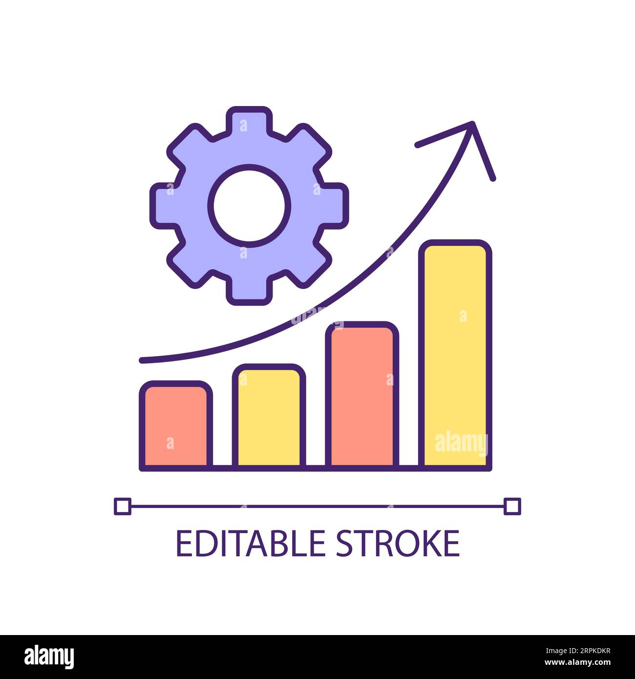 2D thin line colorful workflow automation icon Stock Vector