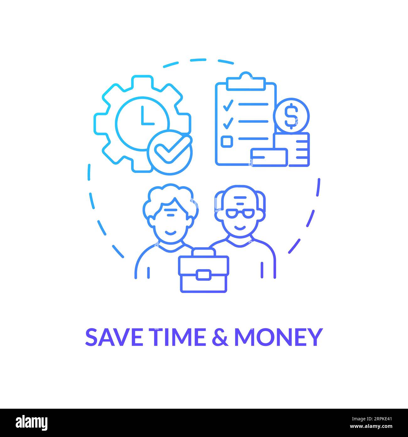 2D gradient save time and money thin line concept Stock Vector