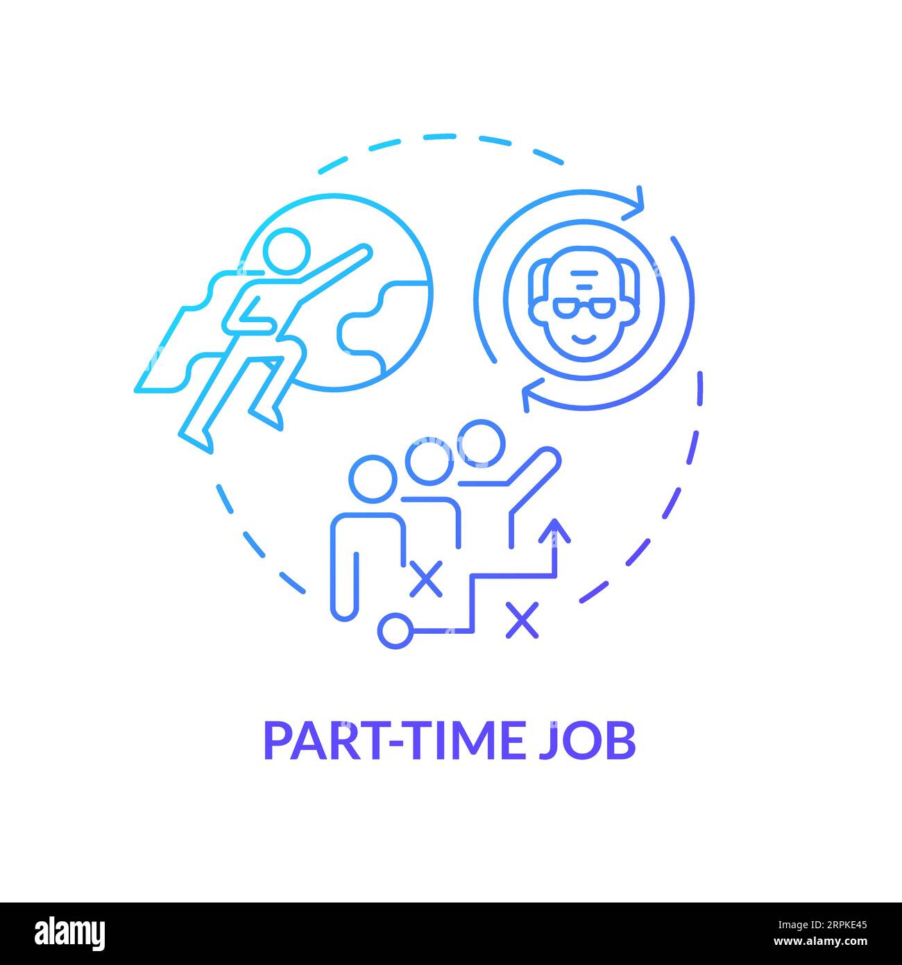 2D gradient part-time job thin line concept Stock Vector