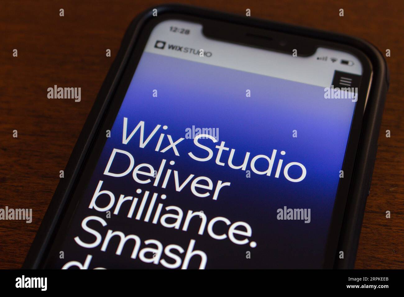 Vancouver, CANADA - Aug 21 2023: Website of Wix Studio seen in an iPhone. Wix Studio is the web design and development platform from Wix (Wix.com Ltd) Stock Photo